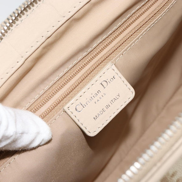 Christian Dior Trotter Canvas Romantic Tote Bag PVC Beige Silver Auth 150070V