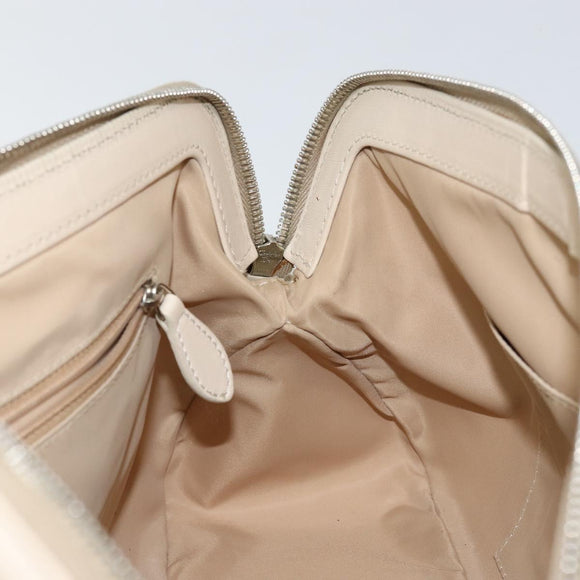 Christian Dior Trotter Canvas Romantic Tote Bag PVC Beige Silver Auth 150070