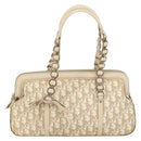 Christian Dior Trotter Canvas Romantic Tote Bag PVC Beige Silver Auth 150070V-1