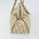Christian Dior Trotter Canvas Romantic Tote Bag PVC Beige Silver Auth 150070-4