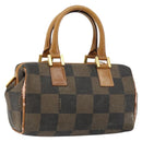 FENDI Pecan Canvas Hand Bag PVC Black Brown Auth 150072-1