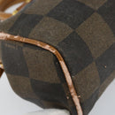 FENDI Pecan Canvas Hand Bag PVC Black Brown Auth 150072-14