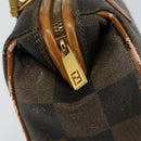FENDI Pecan Canvas Hand Bag PVC Black Brown Auth 150072-17