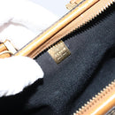 FENDI Pecan Canvas Hand Bag PVC Black Brown Auth 150072-18