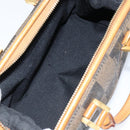 FENDI Pecan Canvas Hand Bag PVC Black Brown Auth 150072-11