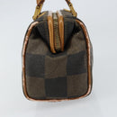 FENDI Pecan Canvas Hand Bag PVC Black Brown Auth 150072-3