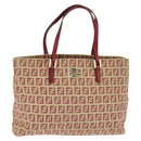 FENDI Zucchino Canvas Hand Bag Red Gold Auth 150073-1