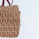 FENDI Zucchino Canvas Hand Bag Red Gold Auth 150073-14