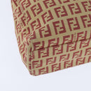 FENDI Zucchino Canvas Hand Bag Red Gold Auth 150073-15