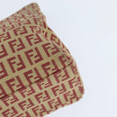 FENDI Zucchino Canvas Hand Bag Red Gold Auth 150073-16