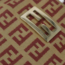 FENDI Zucchino Canvas Hand Bag Red Gold Auth 150073-17