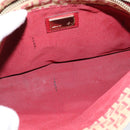 FENDI Zucchino Canvas Hand Bag Red Gold Auth 150073-11