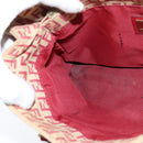 FENDI Zucchino Canvas Hand Bag Red Gold Auth 150073-19
