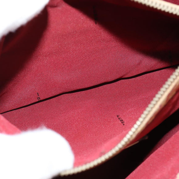 FENDI Zucchino Canvas Hand Bag Red Gold Auth 150073