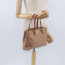 FENDI Zucchino Canvas Hand Bag Red Gold Auth 150073-22