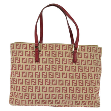 FENDI Zucchino Canvas Hand Bag Red Gold Auth 150073 - 0