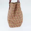 FENDI Zucchino Canvas Hand Bag Red Gold Auth 150073-3
