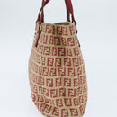 FENDI Zucchino Canvas Hand Bag Red Gold Auth 150073-4