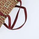 FENDI Zucchino Canvas Hand Bag Red Gold Auth 150073-7