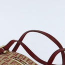 FENDI Zucchino Canvas Hand Bag Red Gold Auth 150073-8