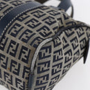 FENDI Zucchino Canvas Hand Bag Navy Silver Auth 150074-9