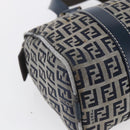 FENDI Zucchino Canvas Hand Bag Navy Silver Auth 150074-14