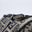 FENDI Zucchino Canvas Hand Bag Navy Silver Auth 150074-10