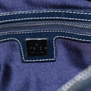 FENDI Zucchino Canvas Hand Bag Navy Silver Auth 150074-18