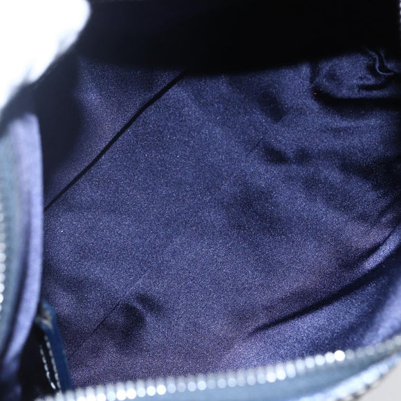 FENDI Zucchino Canvas Hand Bag Navy Silver Auth 150074