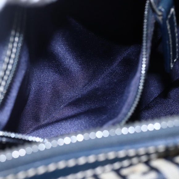 FENDI Zucchino Canvas Hand Bag Navy Silver Auth 150074