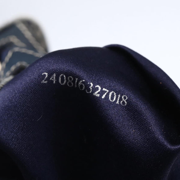 FENDI Zucchino Canvas Hand Bag Navy Silver Auth 150074