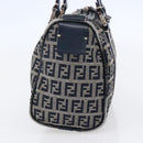 FENDI Zucchino Canvas Hand Bag Navy Silver Auth 150074-4