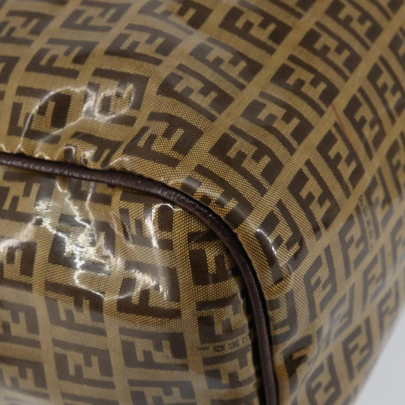 FENDI Zucchino Canvas Hand Bag Beige Gold Auth 150075