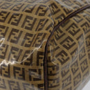 FENDI Zucchino Canvas Hand Bag Beige Gold Auth 150075-16