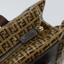 FENDI Zucchino Canvas Hand Bag Beige Gold Auth 150075-10