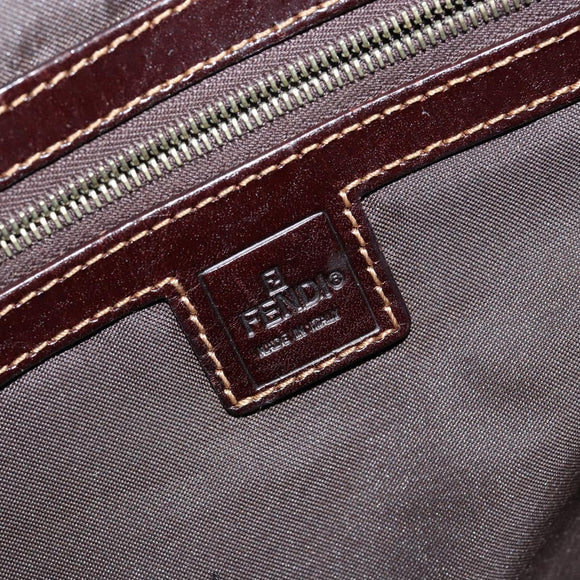 FENDI Zucchino Canvas Hand Bag Beige Gold Auth 150075