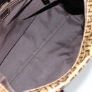 FENDI Zucchino Canvas Hand Bag Beige Gold Auth 150075-11