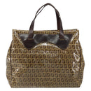 FENDI Zucchino Canvas Hand Bag Beige Gold Auth 150075-2