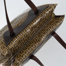 FENDI Zucchino Canvas Hand Bag Beige Gold Auth 150075-6