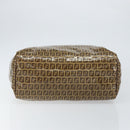 FENDI Zucchino Canvas Hand Bag Beige Gold Auth 150075-5