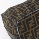 FENDI Zucca Canvas Vanity Hand Bag Black Brown Auth 150076-14