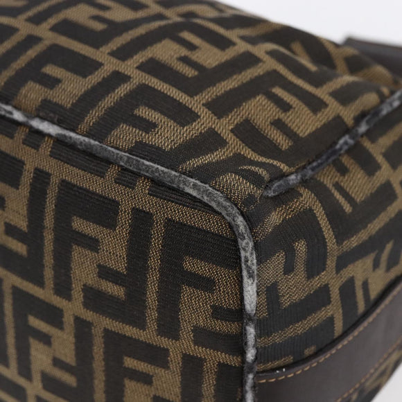 FENDI Zucca Canvas Vanity Hand Bag Black Brown Auth 150076