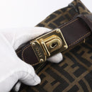 FENDI Zucca Canvas Vanity Hand Bag Black Brown Auth 150076-17