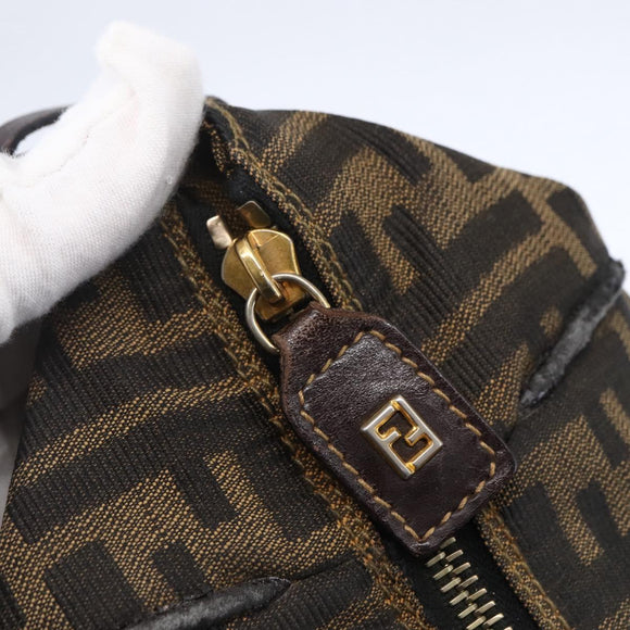 FENDI Zucca Canvas Vanity Hand Bag Black Brown Auth 150076