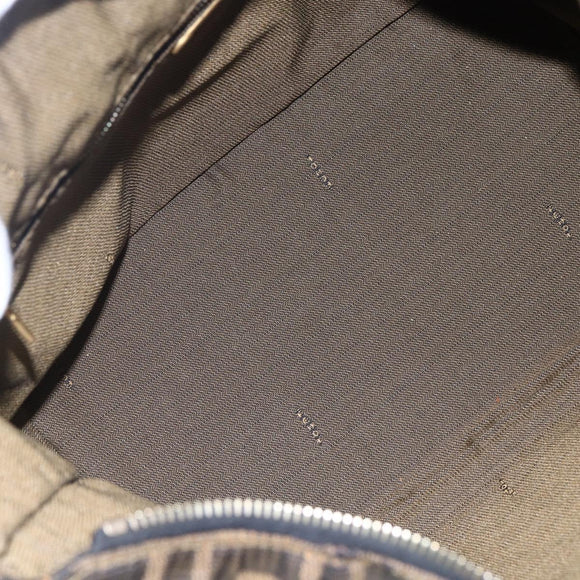 FENDI Zucca Canvas Vanity Hand Bag Black Brown Auth 150076