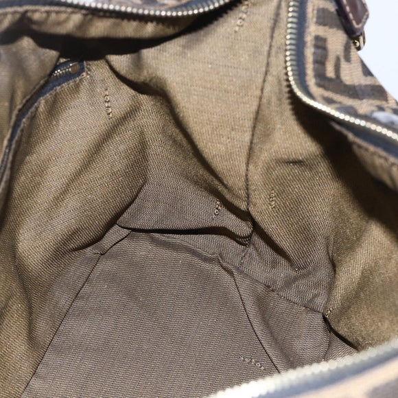 FENDI Zucca Canvas Vanity Hand Bag Black Brown Auth 150076