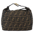 FENDI Zucca Canvas Vanity Hand Bag Black Brown Auth 150076-2