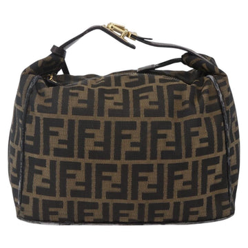 FENDI Zucca Canvas Vanity Hand Bag Black Brown Auth 150076 - 0