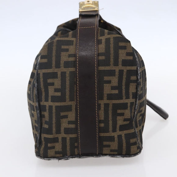 FENDI Zucca Canvas Vanity Hand Bag Black Brown Auth 150076