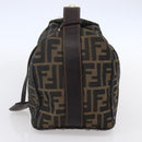 FENDI Zucca Canvas Vanity Hand Bag Black Brown Auth 150076-4